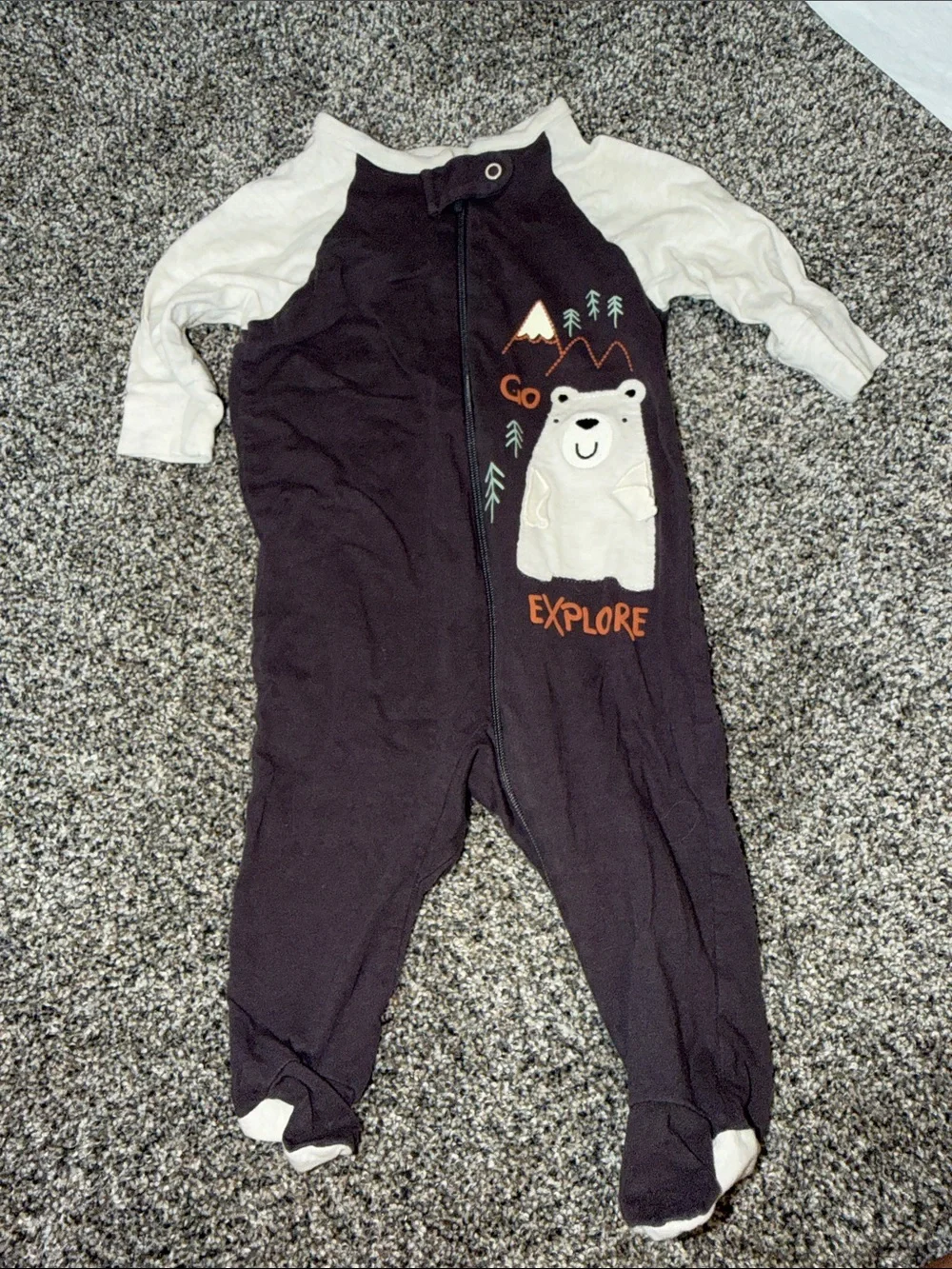 Gerber Brown & Cream Bear 'Go Explore' Footed One-Piece
